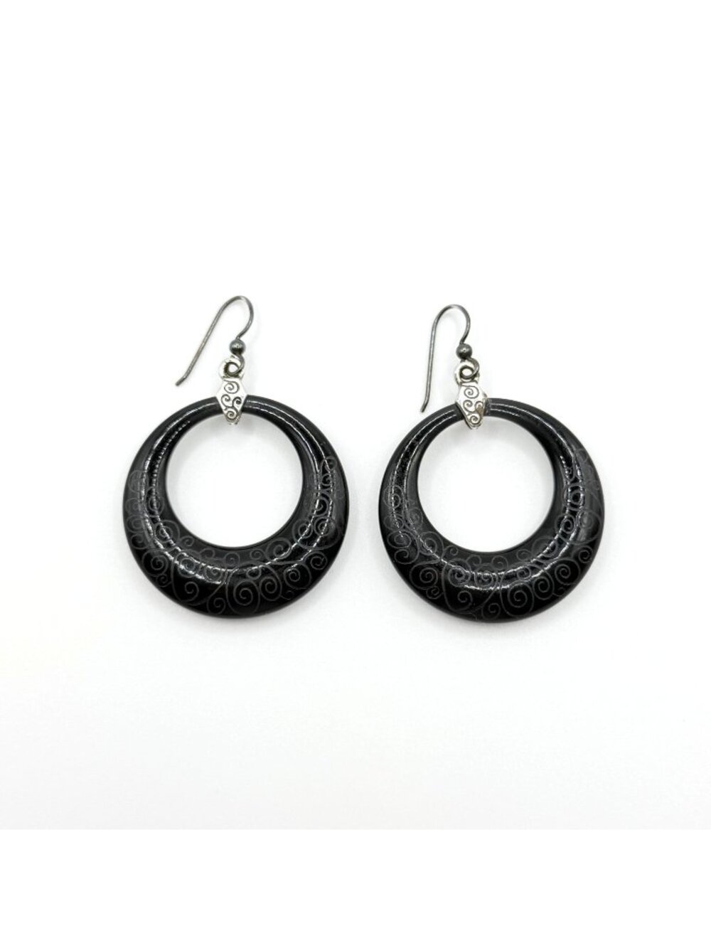 Brighton Black & Silver Boho Hoop Earrings